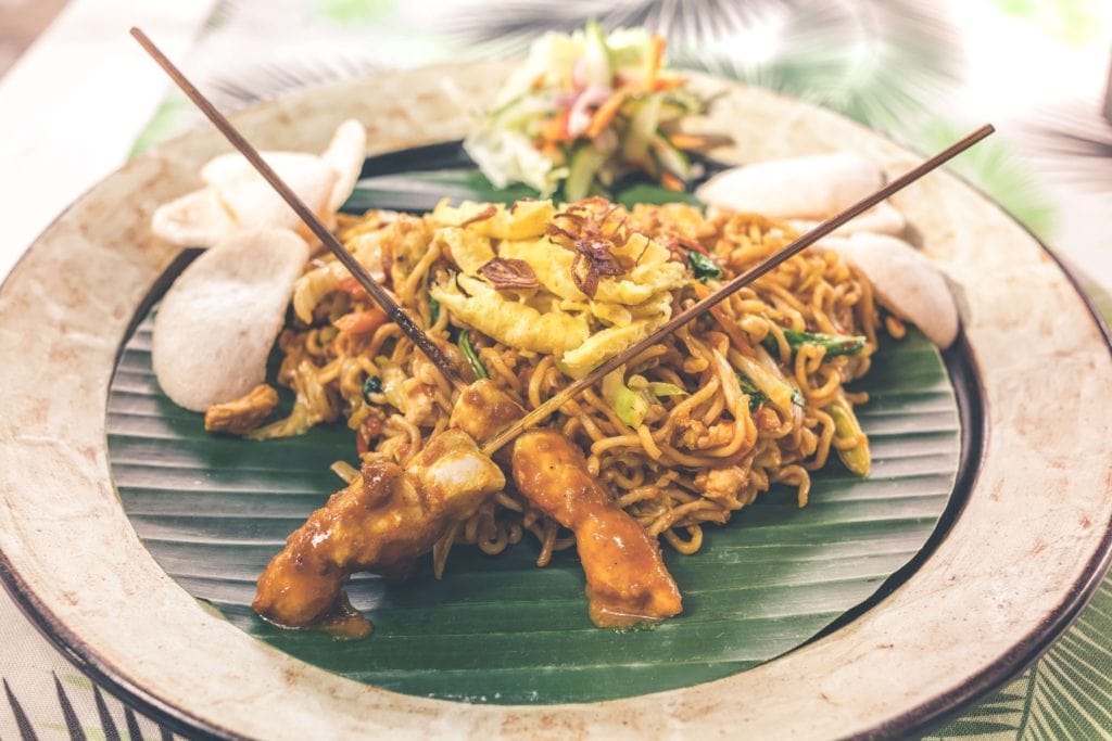 Mie goreng with satay in Bali