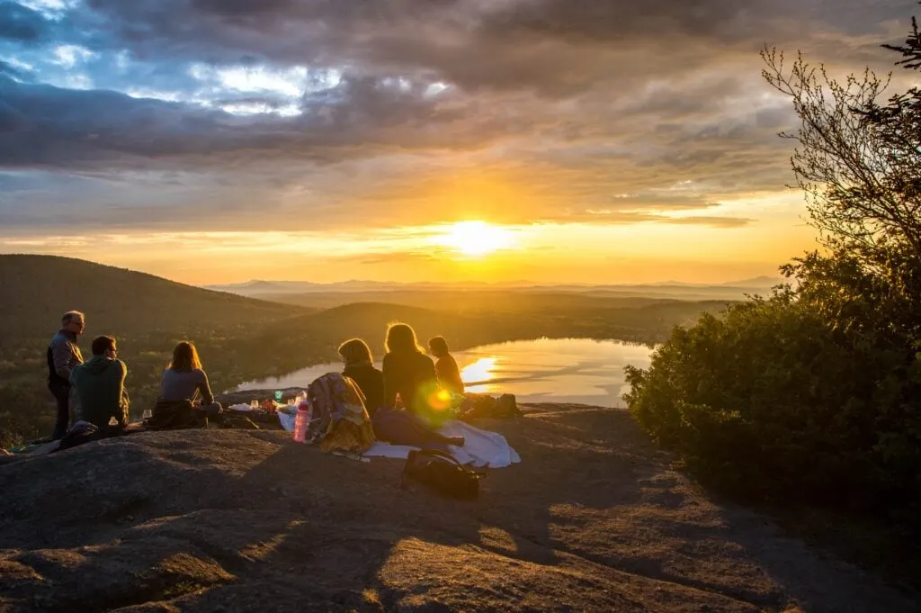 Hiking at sunset in Canada