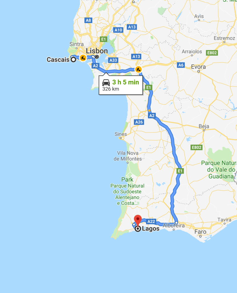 The fastest route from Lisbon to the Algarve