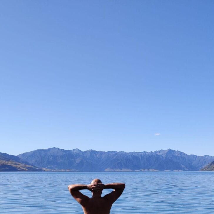 Swimming in Lake Hawea near Wanaka