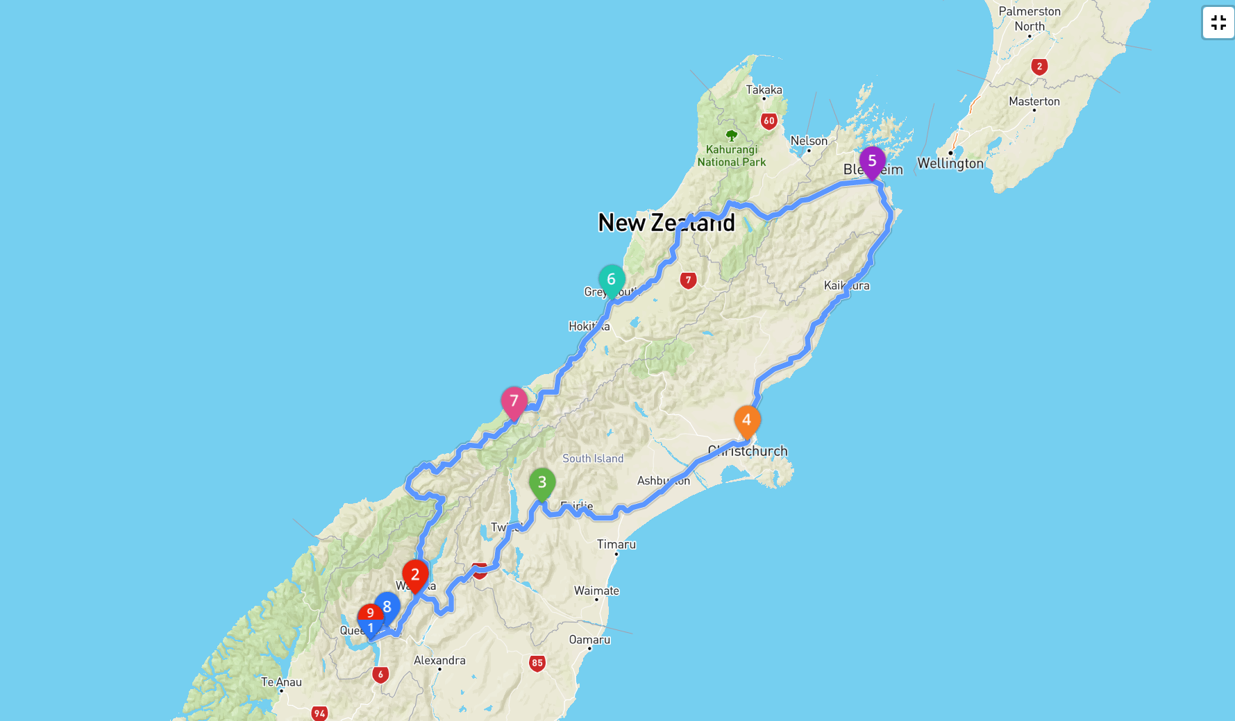 trip planner south island new zealand
