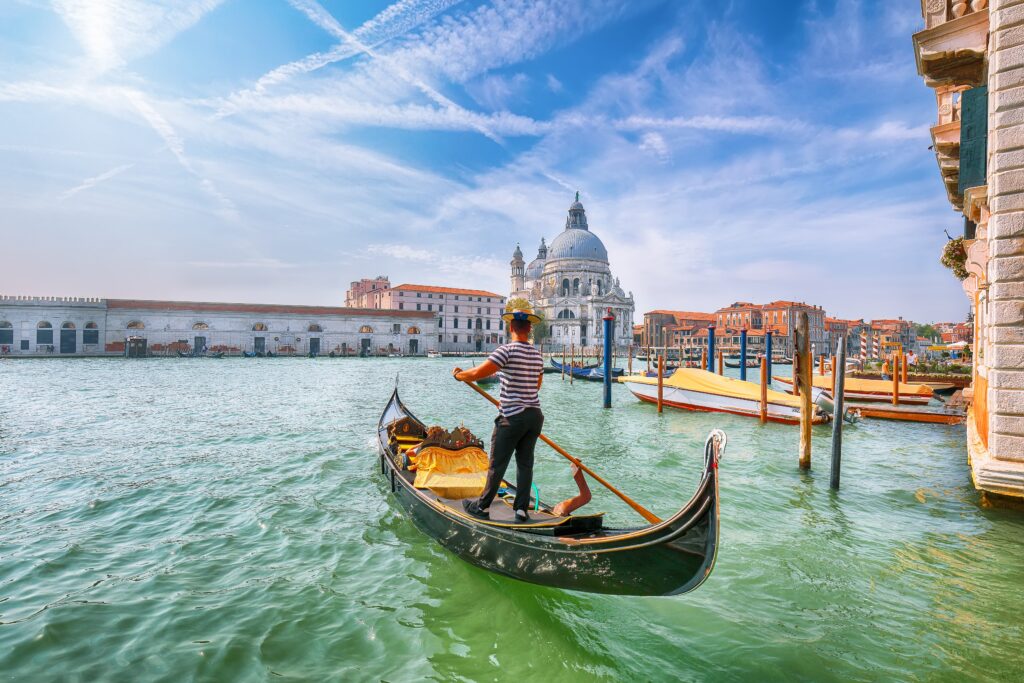 Marco on a gondolo in Venice.