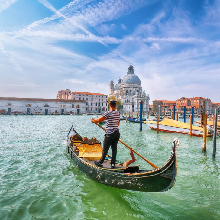 Marco on a gondolo in Venice.