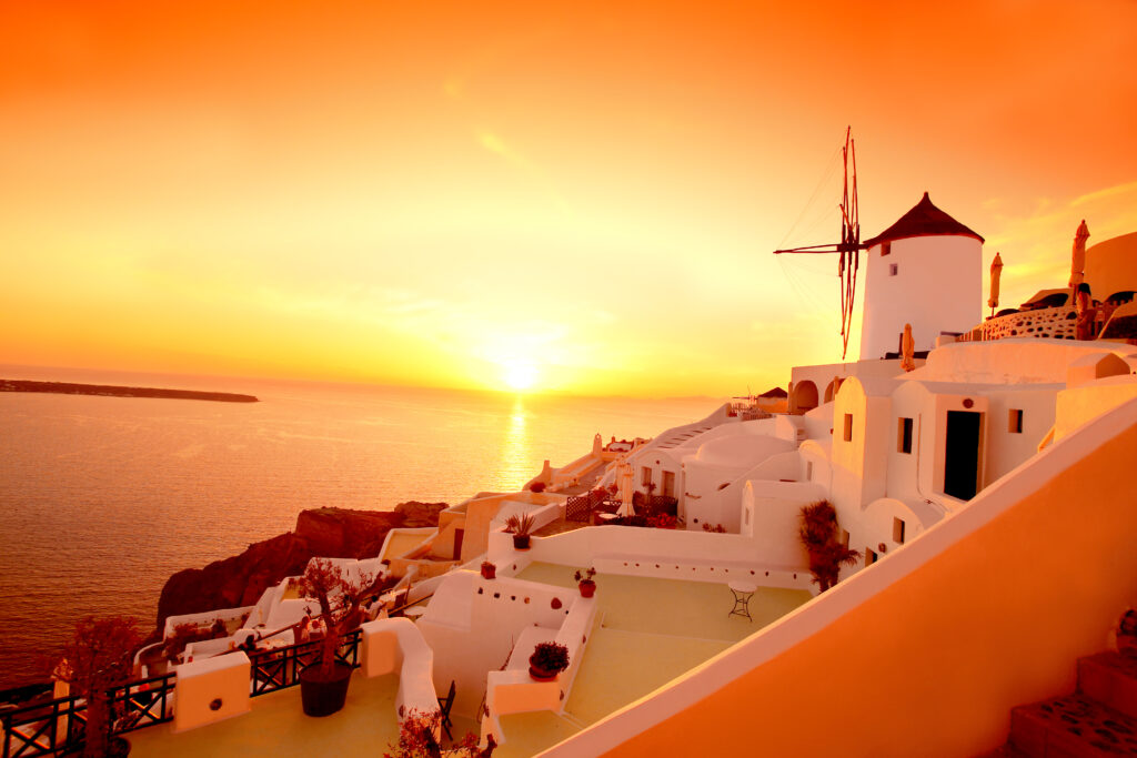 A famous sunset location in Santorini